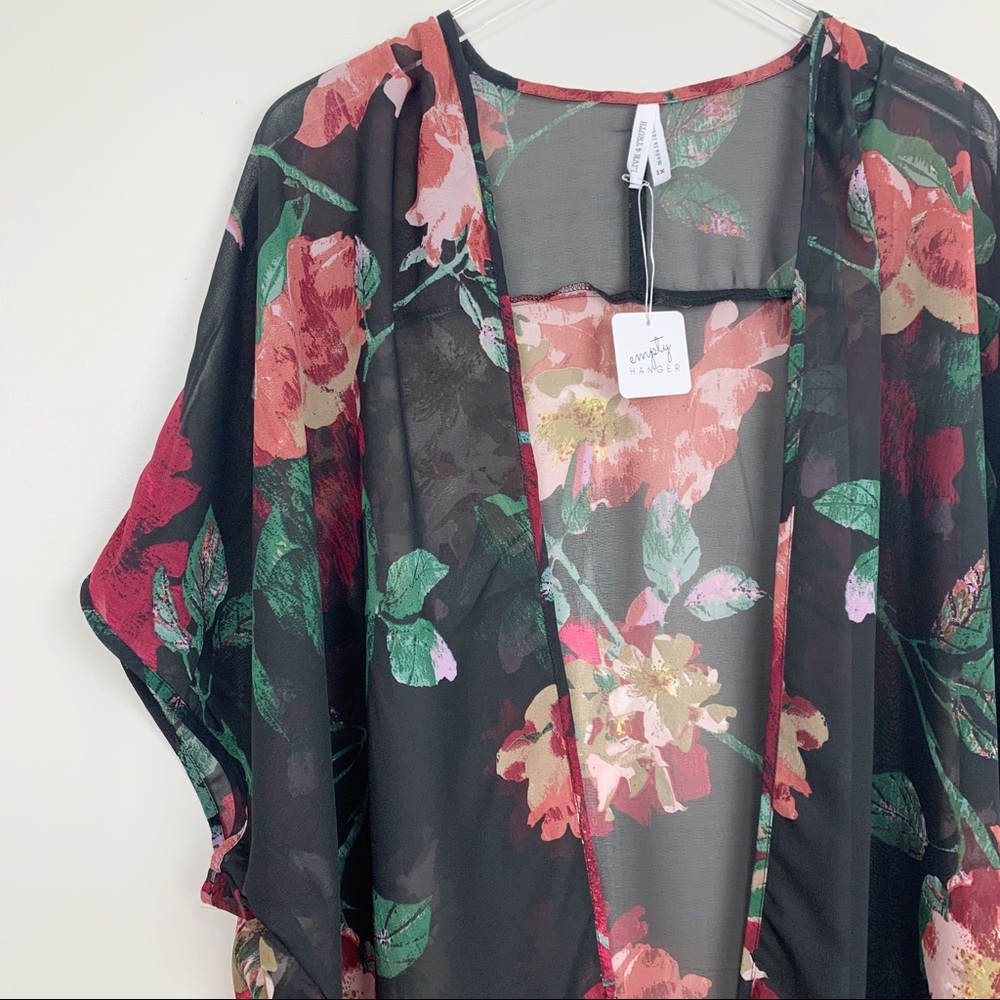 Shake It Up Floral Kimono Duster Coverup 1X 2X - Picture 2 of 6